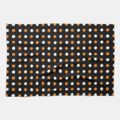 Schwarz-weiße und orange Polka-Punkt-Küchen-Tücher Geschirrtuch (Horizontal)