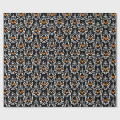 Schwarz-weiße und orangefarbene Damassobas Geschenkpapier (Flach)