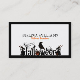 Schwarz-weiße und orangefarbene Halloween-Typograf Visitenkarte