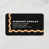 Schwarz-weiße und pastellfarbene Orange Wavy-Rahme Visitenkarte (Vorderseite)