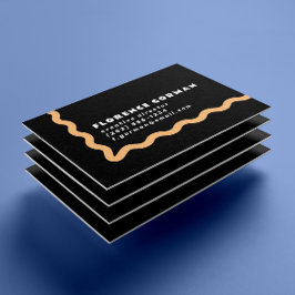 Schwarz-weiße und pastellfarbene Orange Wavy-Rahme Visitenkarte