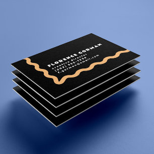 Schwarz-weiße und pastellfarbene Orange Wavy-Rahme Visitenkarte