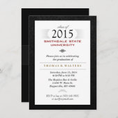 Schwarz-weiße und Red Formal Grad Einladung (Vorne/Hinten)