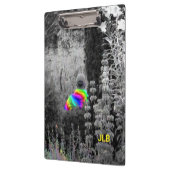 Schwarz-weiße und Regenbogengarten Besucherklammer Klemmbrett (Links)