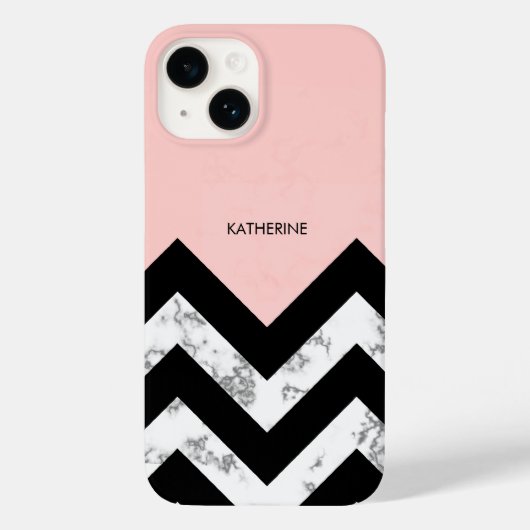 Schwarz-weiße und rosa Chevronen Case-Mate iPhone Hülle (Rückseite)