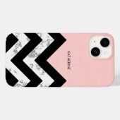 Schwarz-weiße und rosa Chevronen Case-Mate iPhone Hülle (Rückseite (Horizontal))