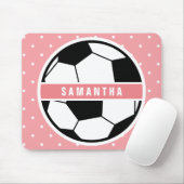 Schwarz-weiße und rosa Girly Sporty-Fußball-Monogr Mousepad (Mit Mouse)