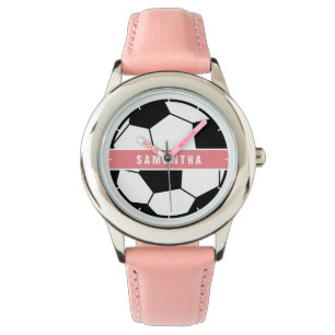 Schwarz-weiße und rosa Moderne Sportskizze Armbanduhr