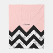 Schwarz-weiße und rosa Sparren Fleecedecke (Vorderseite)