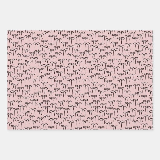 Schwarz-weiße und Rose Einfache Bows Muster Geschenkpapier Set (Vorderseite 3)