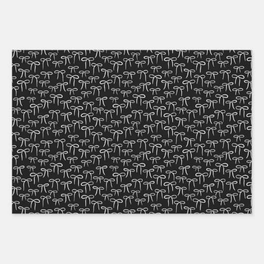 Schwarz-weiße und Rose Einfache Bows Muster Geschenkpapier Set (Vorderseite)
