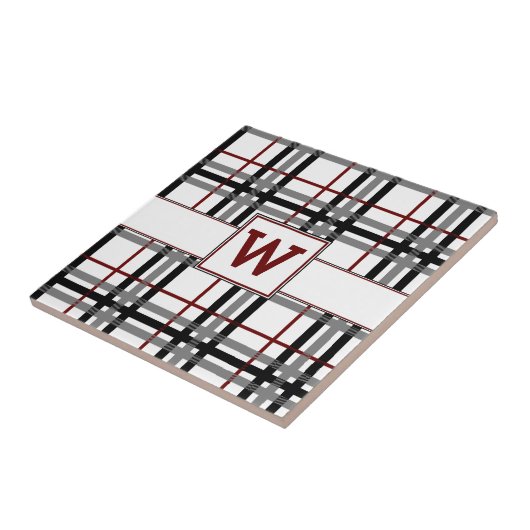 Schwarz-weiße und rote karierte Fliese (Seite)