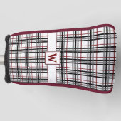 Schwarz-weiße und rote Karierte Putter-Abdeckung Golf Headcover (Vorderseite)