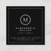 Schwarz-weiße und rote Kirschblüten | Monogramm Quadratische Visitenkarte (Rückseite)