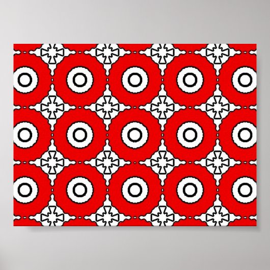 Schwarz-weiße und rote Kreise drucken Poster (Vorne)