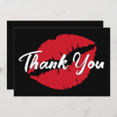 Schwarz-weiße und rote Lippen Dankeskarte (Vorne/Hinten)