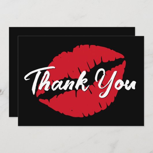 Schwarz-weiße und rote Lippen Dankeskarte (Vorne/Hinten)