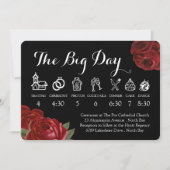 Schwarz-weiße und Rote Rosen Hochzeitszeit Einladung (Vorderseite)