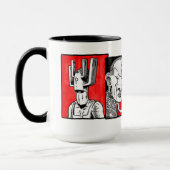 Schwarz-weiße und rote Tasse (Links)