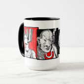 Schwarz-weiße und rote Tasse (Vorderseite Links)