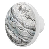 Schwarz-weiße und silberne Geode Digitale Kunst Keramikknauf (Rechts)