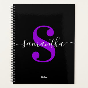 Schwarz-weiße und violette Monogramm im modernen S Planer