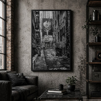 Schwarz-weiße urbane Graffiti-Gasse Poster