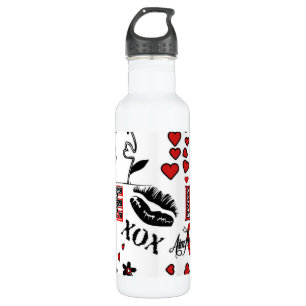 Schwarz-weiße Valentinin-Motif-Flasche Wasser Trinkflasche