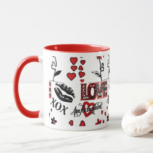 Schwarz-weiße Valentinstag-Tasse Tasse (Mit Donut)