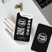 Schwarz-weiße Verbindung mit QR Code 5 Social Medi Visitenkarte