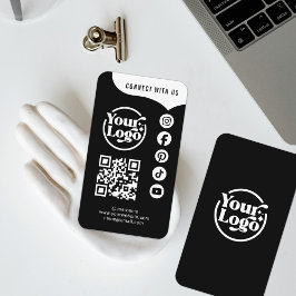Schwarz-weiße Verbindung mit QR Code 5 Social Medi Visitenkarte