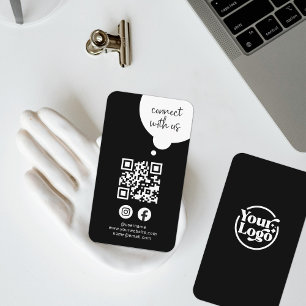 Schwarz-weiße Verbindung mit QR Code Social Media Visitenkarte