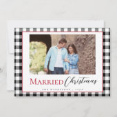 Schwarz-weiße Verheiratete Weihnachtszeit Feiertagskarte (Vorderseite)