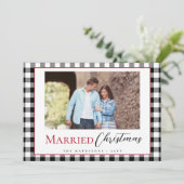 Schwarz-weiße Verheiratete Weihnachtszeit Feiertagskarte (Stehend Vorderseite)