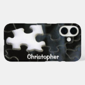Schwarz-weiße Vermisste Puzzleteile Case-Mate iPhone Hülle (Rückseite (Horizontal))