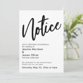 Schwarz-weiße vertagte Hochzeitsankündigung Einladung (Stehend Vorderseite)