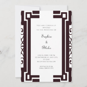 Schwarz-weiße Vintage-Art-Deco-Hochzeit Einladung