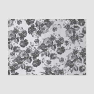 Schwarz-weiße Vintage boho Chic-Rosen mit Blumen Seidenpapier