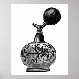 Schwarz-weiße Vintage-Duftillustration Poster