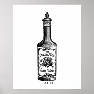 Schwarz-weiße Vintage-Duftillustration Poster