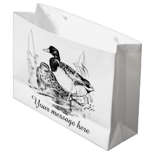 Schwarz-weiße Vintage Enten hinzufügen Party-Tasch Große Geschenktüte