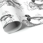 Schwarz-weiße Vintage Enten Party Packung Geschenkpapier (Rolleneckpunkt)