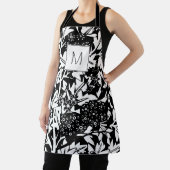 Schwarz-weiße Vintage Floral Monogramm Schürze (InSitu)