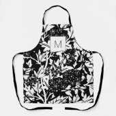 Schwarz-weiße Vintage Floral Monogramm Schürze (Vorderseite)