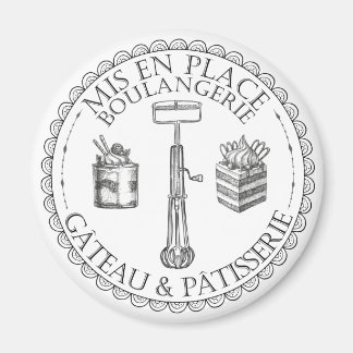 Schwarz-weiße Vintage-Französische-Pâtisserie-Bäck Magnet