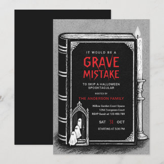 Schwarz-weiße Vintage-Halloween-Einladung Einladung