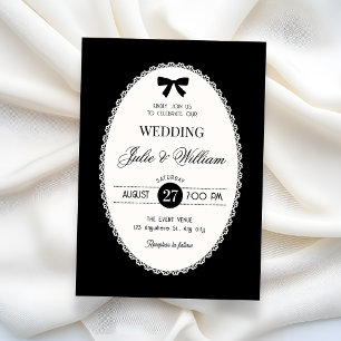Schwarz-weiße Vintage-Hochzeit Einladung