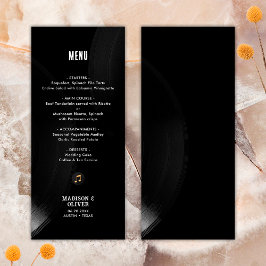 Schwarz-weiße Vinyl Record-Hochzeitmenü mit indivi Menükarte