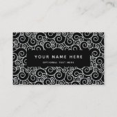 Schwarz-weiße  Visitenkarte abstrakt Swirl (Vorderseite)