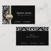 Schwarz-weiße Visitenkarte aus Silbergrauem Herz (Vorne/Hinten)